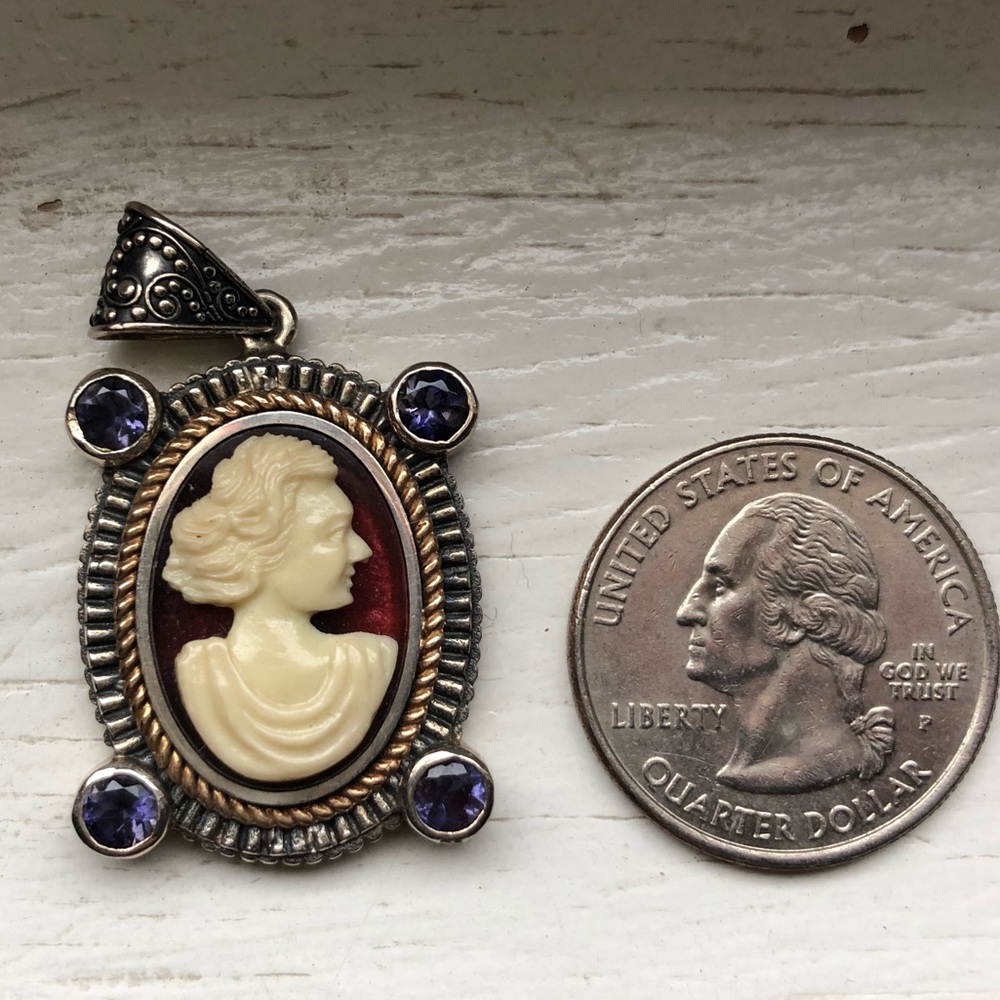 Cameo 14k sterling silver pendant